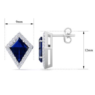 Sapphire Earrings: 2 1/5 Carat Sapphire and Diamond Earrings