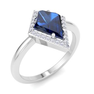 Sapphire Ring: 1 3/4 Carat Sapphire and Diamond Ring