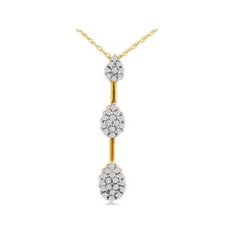 Diamond Pendants: 1/2ct Triple Pear Diamond Pendant in 10k Yellow Gold
