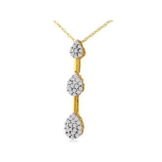 Diamond Pendants: 1/2ct Triple Pear Diamond Pendant in 10k Yellow Gold