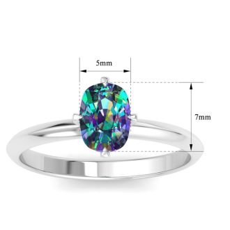 1 Carat Cushion Shape Mystic Topaz Ring In 14 Karat White Gold
