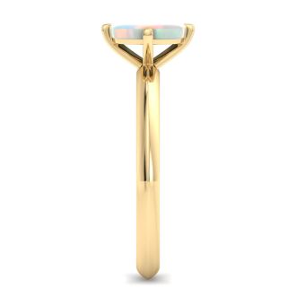 1 Carat Antique Cushion Shape Opal Ring In 14K Yellow Gold