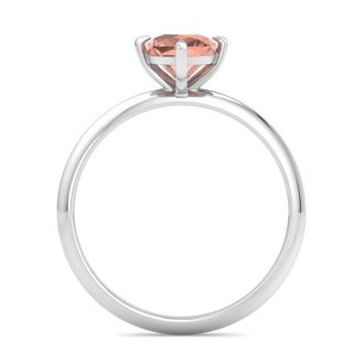 1 Carat Cushion Shape Morganite Ring In 14K White Gold