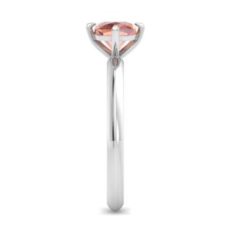 1 Carat Cushion Shape Morganite Ring In 14K White Gold