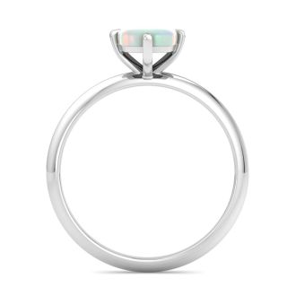 1 Carat Cushion Shape Opal Ring In 14K White Gold