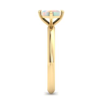 1 Carat Cushion Shape Opal Ring In 14K Yellow Gold