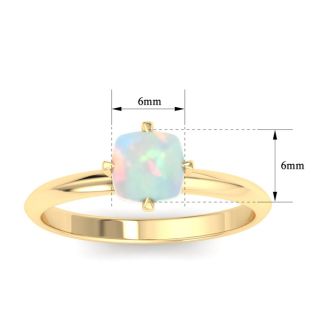 1 Carat Cushion Shape Opal Ring In 14K Yellow Gold