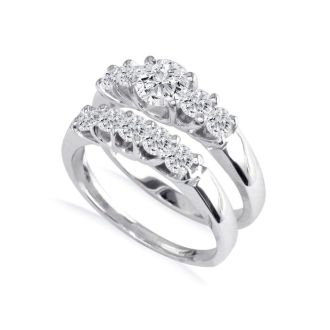 2ct Diamond Bridal Set With 3/4ct Center Diamond in 14k White Gold. Natural, Earth-Mined Diamonds At An Amazing Price!