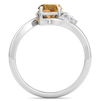 Citrine Ring: 1 1/4 Carat Citrine and Diamond Ring