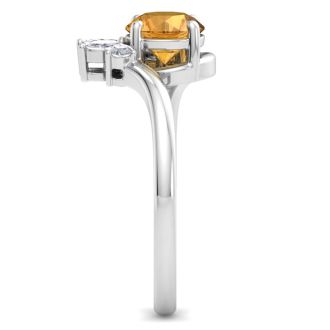Citrine Ring: 1 1/4 Carat Citrine and Diamond Ring