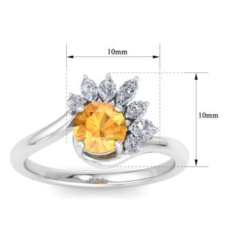 Citrine Ring: 1 1/4 Carat Citrine and Diamond Ring