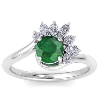 Emerald Ring: 1 1/4 Carat Emerald and Diamond Ring