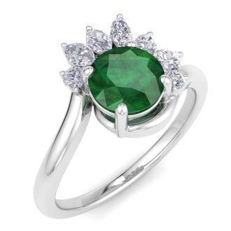 Emerald Ring: 1 1/4 Carat Emerald and Diamond Ring