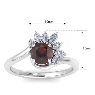 Garnet Ring: 2 Carat Garnet and Diamond Ring