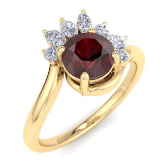 Garnet Ring: 2 Carat Garnet and Diamond Ring