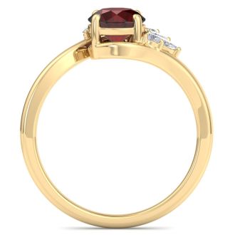 Garnet Ring: 2 Carat Garnet and Diamond Ring
