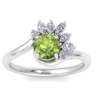 Peridot Ring: 1 1/4 Carat Peridot and Diamond Ring