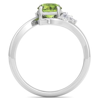 Peridot Ring: 1 1/4 Carat Peridot and Diamond Ring