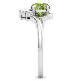 Peridot Ring: 1 1/4 Carat Peridot and Diamond Ring