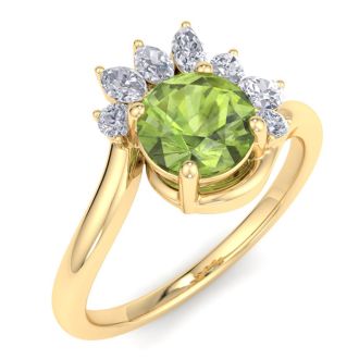 Peridot Ring: 1 1/4 Carat Peridot and Diamond Ring