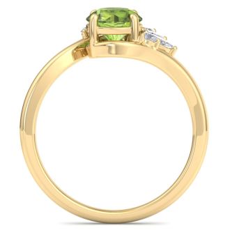 Peridot Ring: 1 1/4 Carat Peridot and Diamond Ring