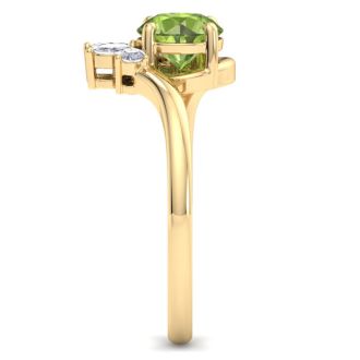 Peridot Ring: 1 1/4 Carat Peridot and Diamond Ring