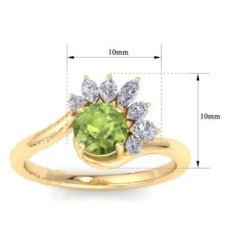 Peridot Ring: 1 1/4 Carat Peridot and Diamond Ring