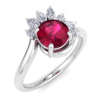 Ruby Ring: 1 1/4 Carat Ruby and Diamond Ring