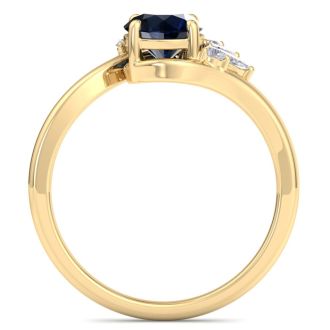 Sapphire Ring: 1 1/4 Carat Sapphire and Diamond Ring