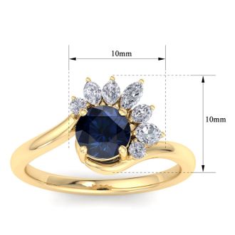 Sapphire Ring: 1 1/4 Carat Sapphire and Diamond Ring