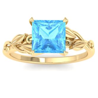 Blue Topaz Ring: 1 1/2 Carat Blue Topaz Ring