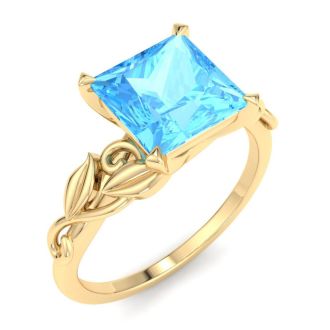 Blue Topaz Ring: 1 1/2 Carat Blue Topaz Ring