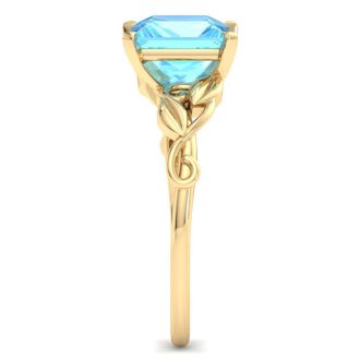 Blue Topaz Ring: 1 1/2 Carat Blue Topaz Ring