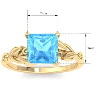 Blue Topaz Ring: 1 1/2 Carat Blue Topaz Ring