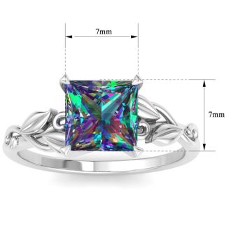 1-1/2 Carat Princess Shape Mystic Topaz Ring In 14 Karat White Gold