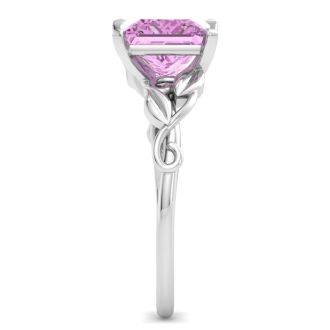 Pink Topaz Ring: 1 1/2 Carat Pink Topaz Ring