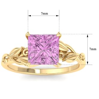 Pink Topaz Ring: 1 1/2 Carat Pink Topaz Ring