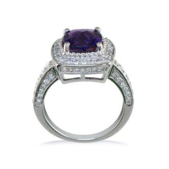 2 3/4ct TGW Amethyst and Diamond Ring in 14k White Gold