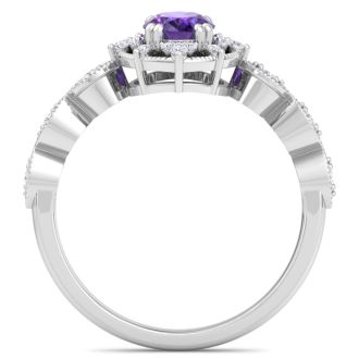 Amethyst Ring: 1 Carat Amethyst and Diamond Ring