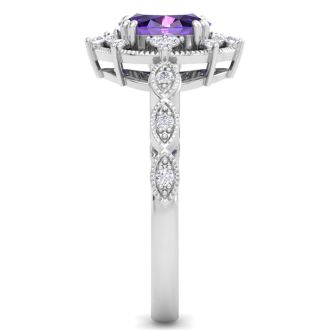 Amethyst Ring: 1 Carat Amethyst and Diamond Ring