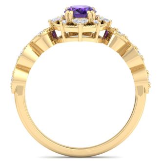 Amethyst Ring: 1 Carat Amethyst and Diamond Ring