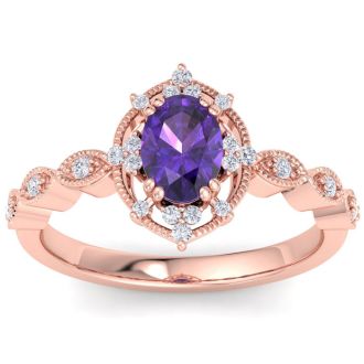 Amethyst Ring: 1 Carat Amethyst and Diamond Ring