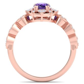 Amethyst Ring: 1 Carat Amethyst and Diamond Ring