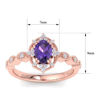 Amethyst Ring: 1 Carat Amethyst and Diamond Ring