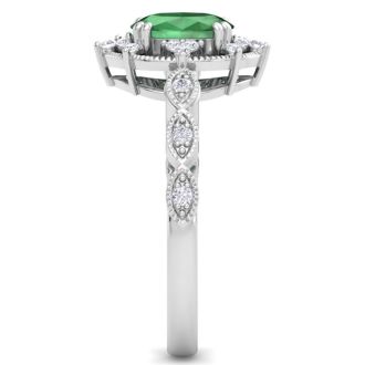 Emerald Ring: 1 Carat Emerald and Diamond Ring