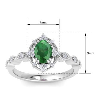 Emerald Ring: 1 Carat Emerald and Diamond Ring