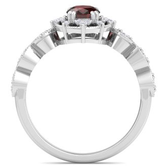 Garnet Ring: 2 Carat Garnet and Diamond Ring