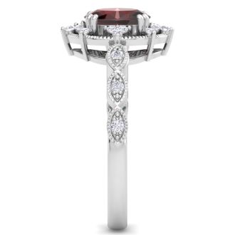 Garnet Ring: 2 Carat Garnet and Diamond Ring