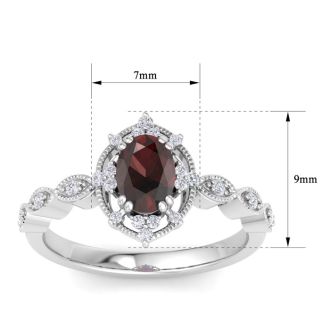 Garnet Ring: 2 Carat Garnet and Diamond Ring