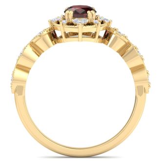 Garnet Ring: 2 Carat Garnet and Diamond Ring